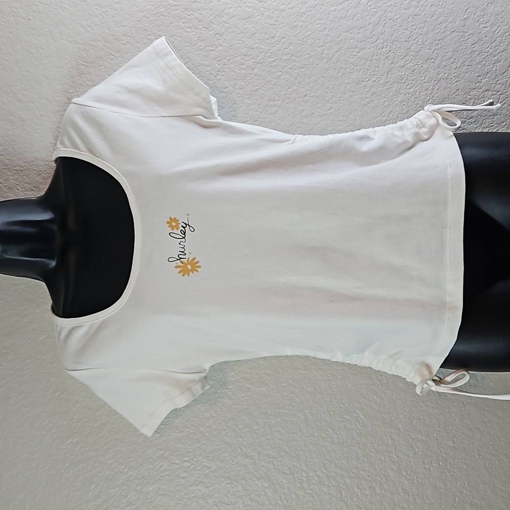 Hurley | Juniors Pull-On Cinch Drawstring Sides Scoop Neckline Sunflower Sz L